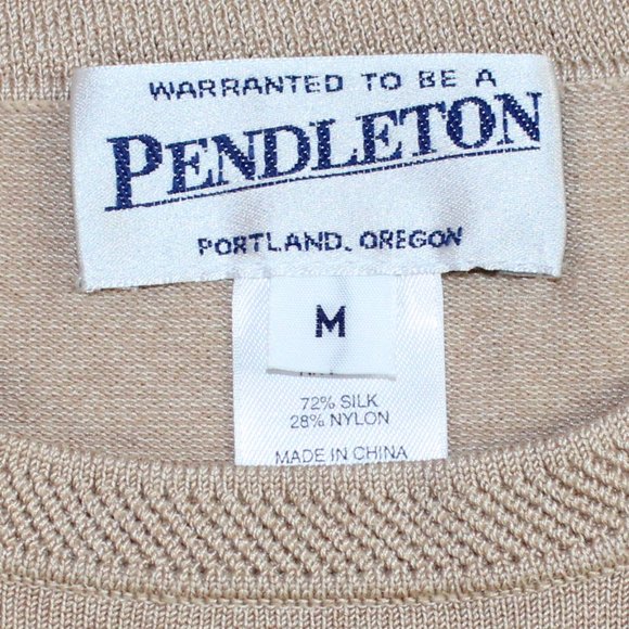 Pendleton Sandy Tan Short Sleeve Spring Style V-Neck Sweater, Size Medium - Picture 4 of 5